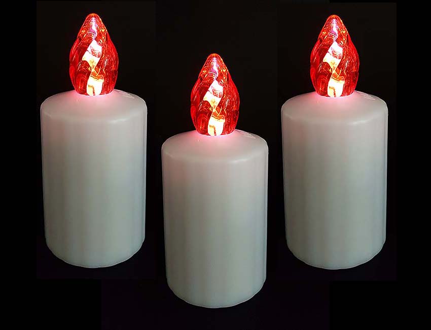 3 Waterdichte LED-Kaarsen, Rode Vlam